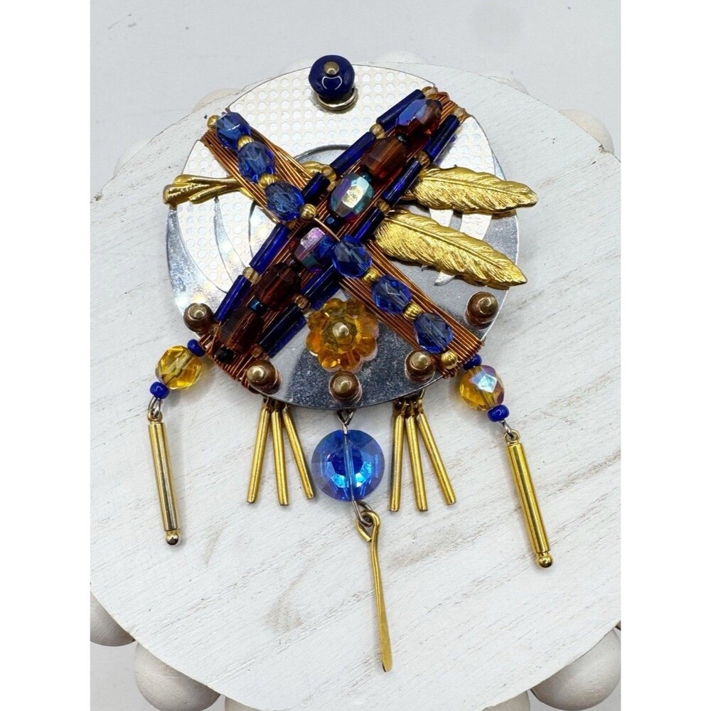 LIZTECH ARTISAN JEWELRY SHIELD OF SILENCE BROOCH PIN RARE NATIVE AMERICAN SERIES